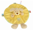  chien plat rond jaune vert etiquette ours lapin capuche 