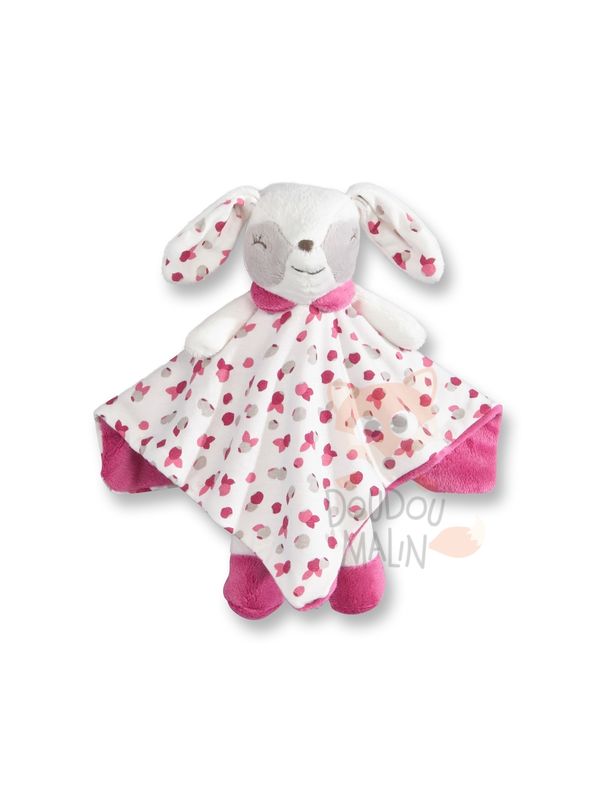 Doudou Lapin blanc gris mouchoir tout doux JACADI