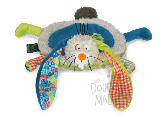  gabin lapin plat rond bleu gris vert fleur 