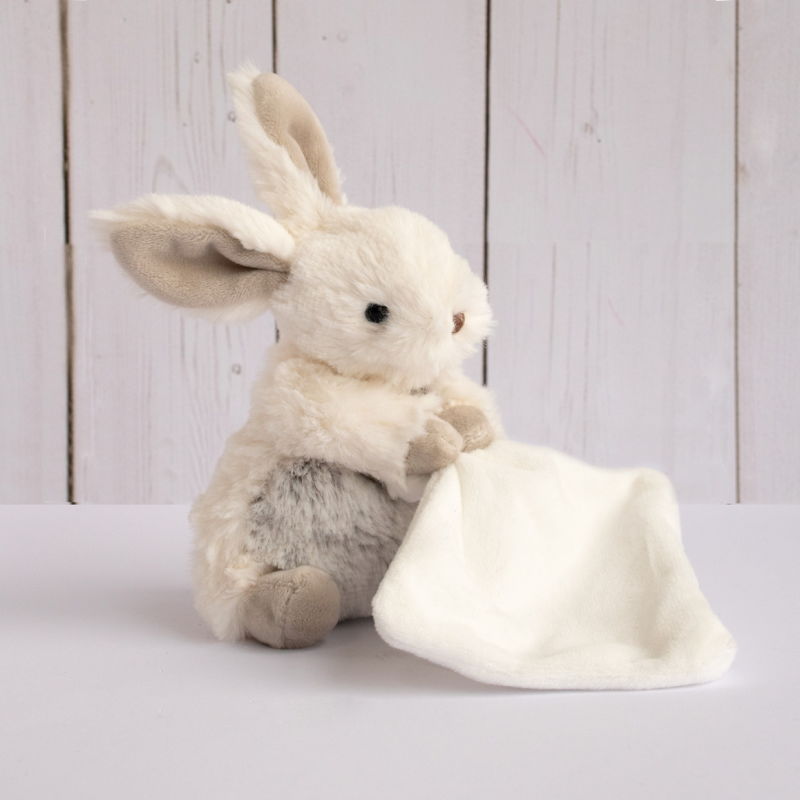 Pantin avec doudou lapin fille 12 cm personnalisé, BabyNat