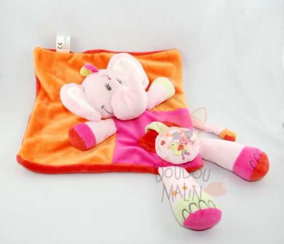  éléphant plat carré rose orange violet oiseau 