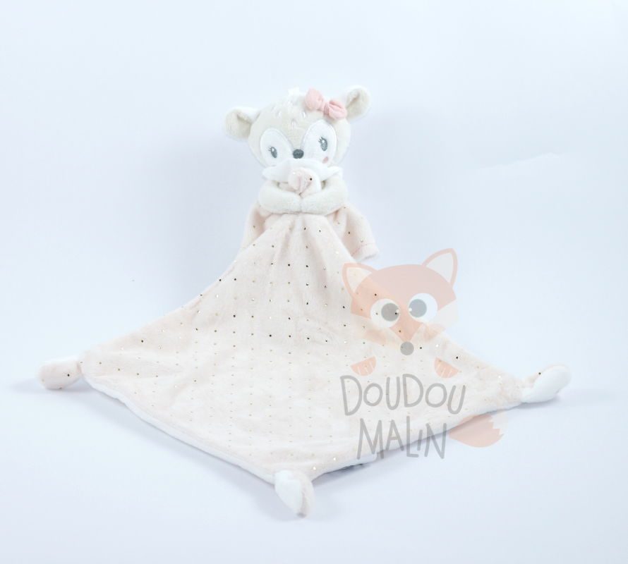 Mots d'Enfants Doudou mouchoir biche rose 30 cm