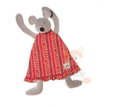 Moulin Roty Les Doudous Plats Soft Toy Mouse Red