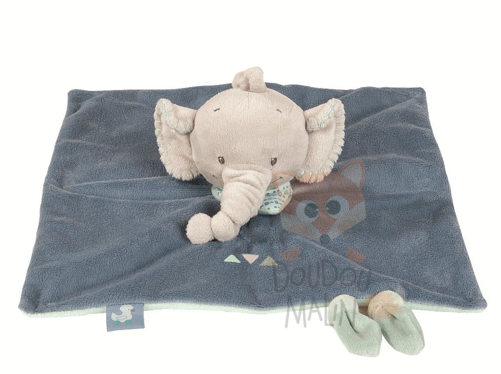 Couverture Livre Enfant Nattou - Peluche éléphant, 100% Coton, Fermeture éclair, 25x16cm