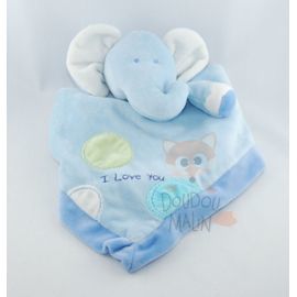 Juste one year s elephant plat carré bleu vert i love you 