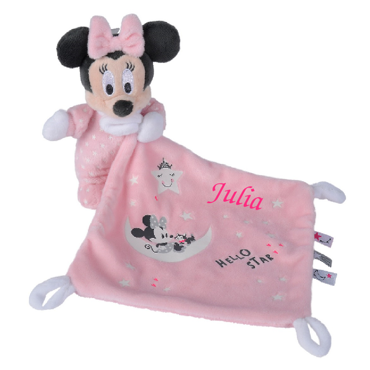 Doudou Peluche Minnie 25cm avec Mouchoir Personnalisé, Nicotoy