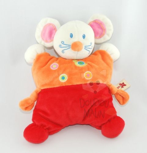  souris semi plat orange rouge broderie escargot rond 