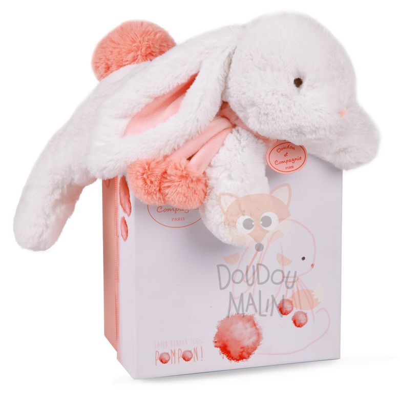 DOUDOU ET COMPAGNIE SOS LAPIN ECRU BLANC BATON ROSE ALINEA - Boutique