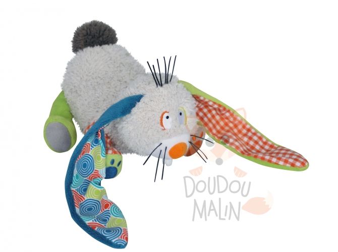  boîte à musique lapin gris bleu vert orange 