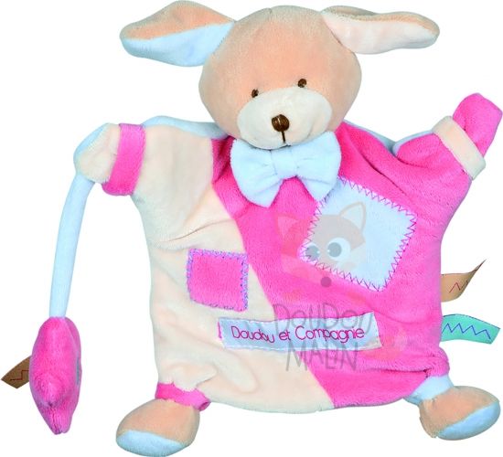  marionnette zig zag chien rose violet beige étoile 