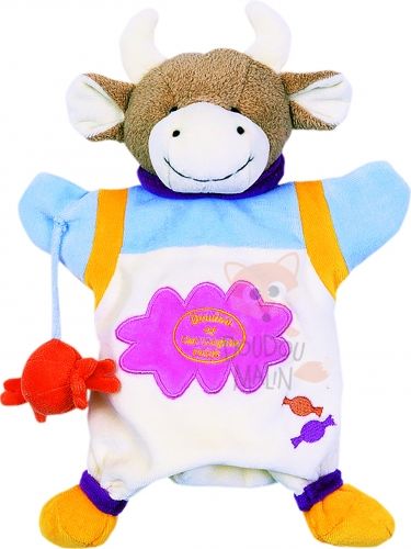  marionnette cerise vache beige violet jaune bleu bonbon 