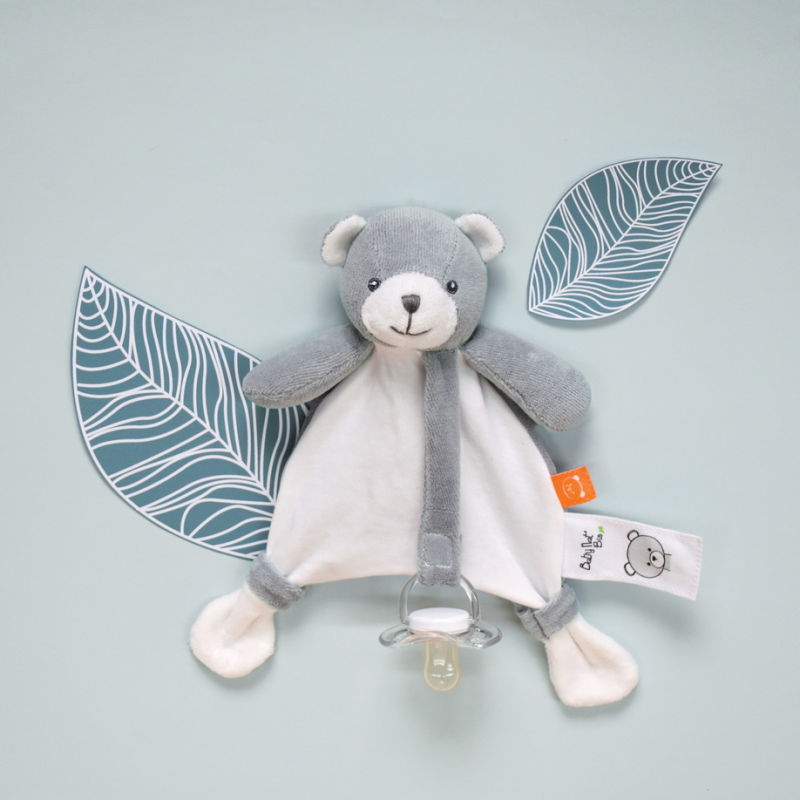 Doudou attache-sucette lapin en coton Bio - Baby Nat