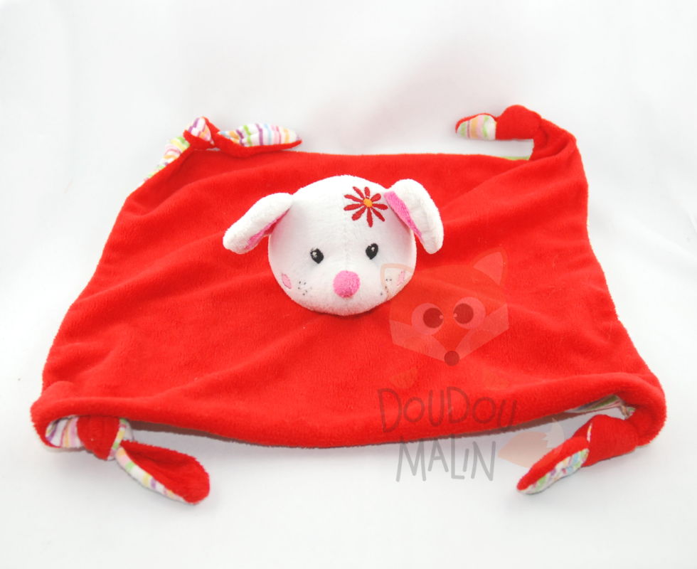  plat carré souris rouge blanc rose fleur 