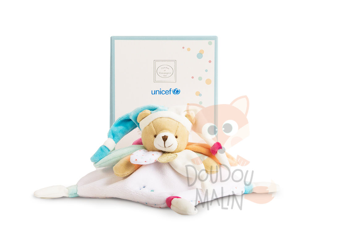  unicef ours plat blanc bleu orange étoile 