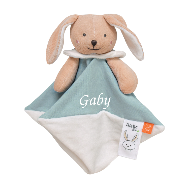  - coton bio - plat lapin bleu 25 cm 