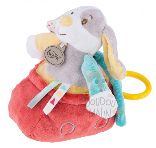  diablotin chien boîte à musique rouge jaune vert gris 