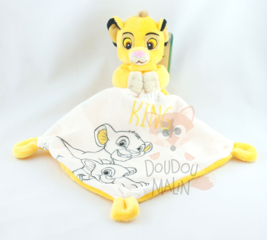 Disney doudou mouchoir Simba my little king lion jaune blanc
