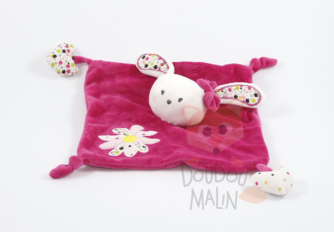 Doudou fille plat gris interieur rose PREMAMAN ORCHESTRA