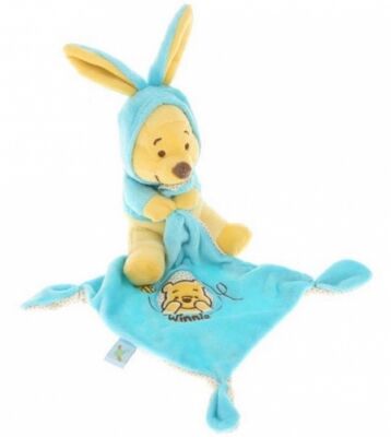  winnie lourson déguisé en lapin jaune bleu turquoise abeille 
