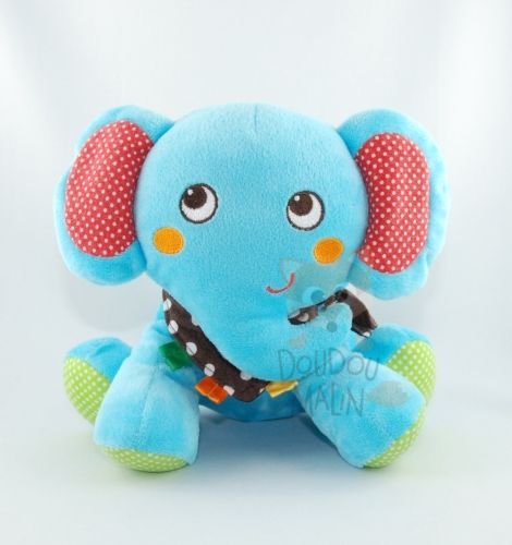  chouchou éléphant bleu vert rouge bandana marron 