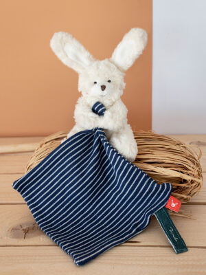  - coton bio made in france - mouchoir lapin 22 cm 