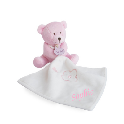  - les bonbons - peluche ours avec rose blanc étoile 15 cm 