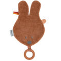  - susie et bonnie - tête lapin éponge avec anneau en silicone marron rouille 33 cm 