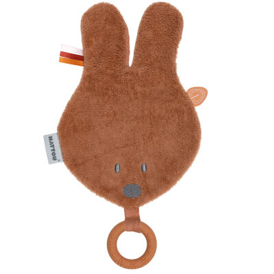  - susie et bonnie - tête lapin éponge avec anneau en silicone marron rouille 33 cm 
