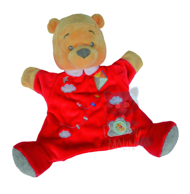 Disney doudou Winnie l'ourson marionnette rouge cerf volant nuage