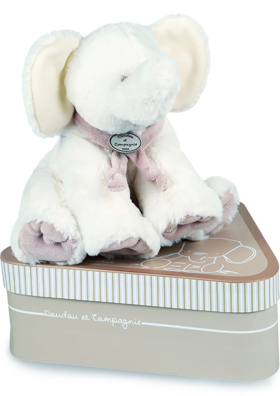  - mon tout petit - peluche éléphant blanc gris 25 cm 