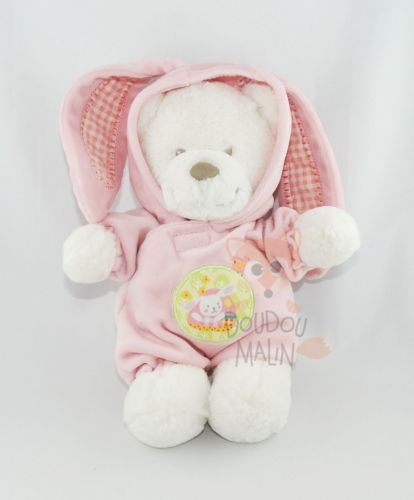  ours déguisé lapin pyjama rose capuche blanc oiseau 