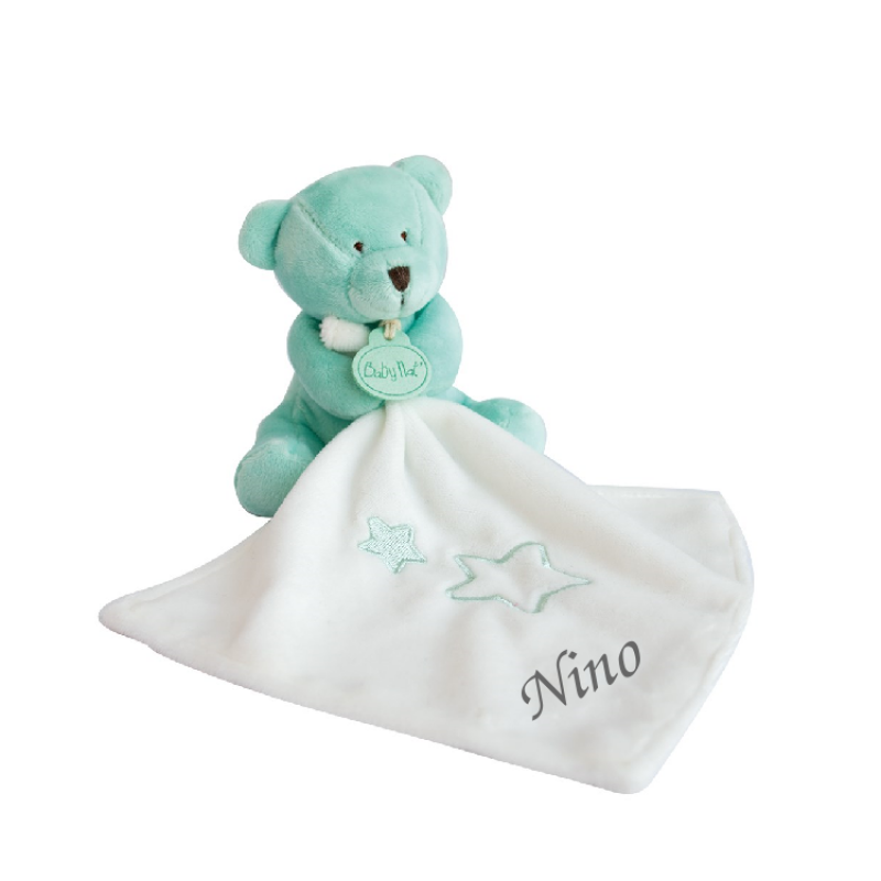  - les bonbons - peluche ours avec vert blanc étoile 15 cm 