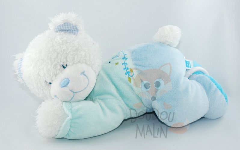  ours boîte à musique bleu blanc papillon 