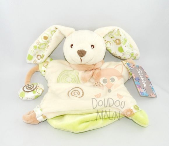 Bébé rêve casino marionnette lapin marron vert écharpe spirale 