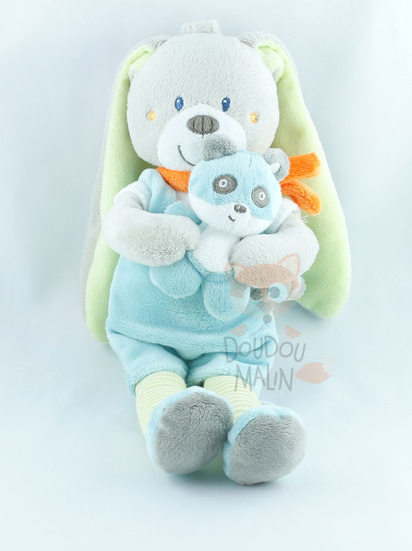  boîte à musique lapin avec raton-laveur bleu vert orange 