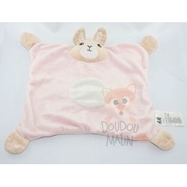H et m lapin plat carré rose blanc beige 