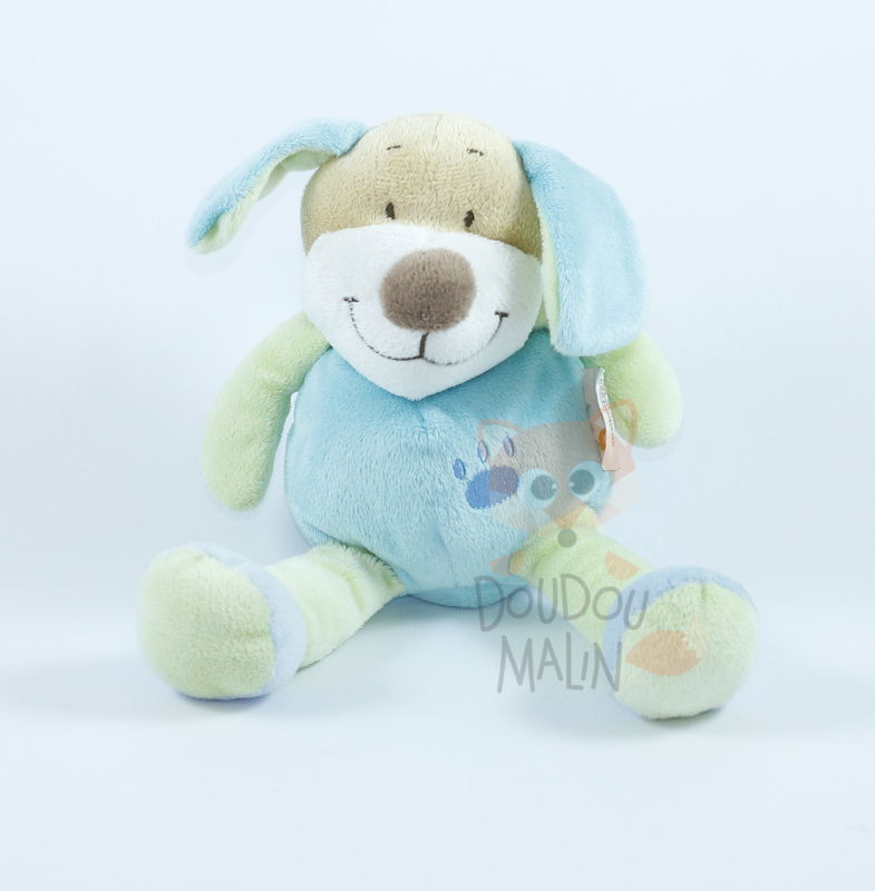 peluche chien bleu vert 
