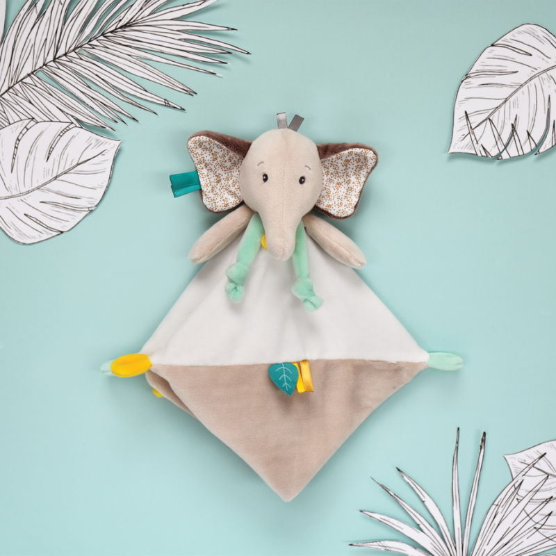 Doudou Pantin éléphant BABY NAT' - Modèle Cacahuète Gris BN0624 | Dès La Naissance