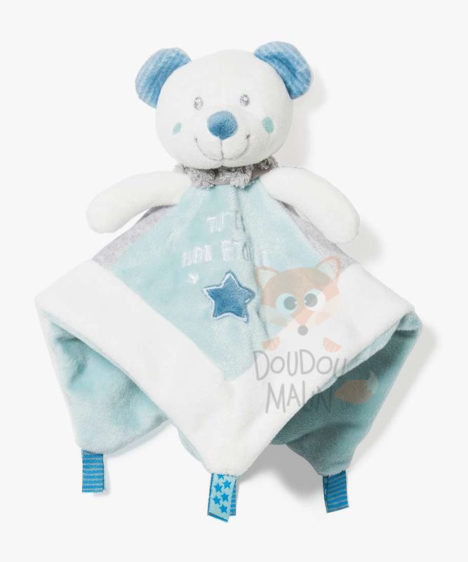  plat ours carré bleu gris blanc tu es mon étoile 