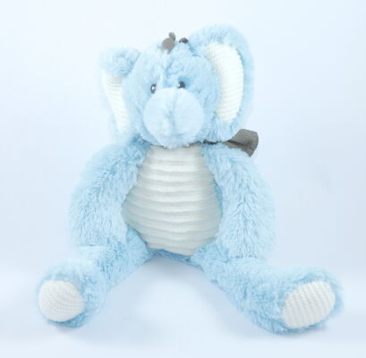  peluche éléphant bleu blanc 