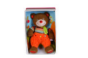  peluche ours salopette orange marron 