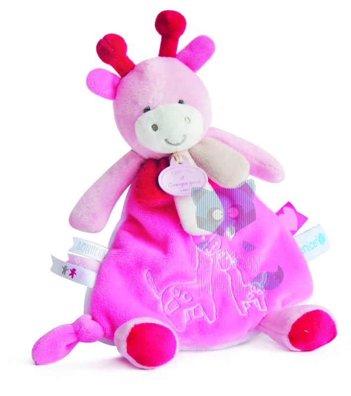 Doudou et compagnie - Boh'Aime - Doudou plat pétale Biche rose