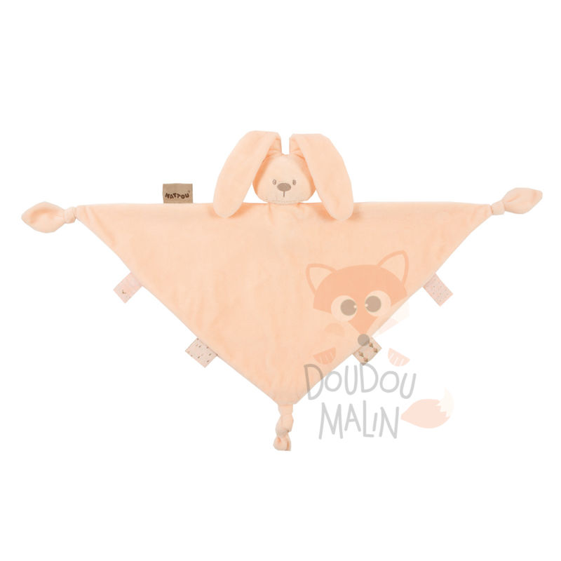Doudou plat carré lapin rose Lapidou NATTOU