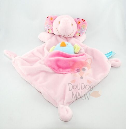  éléphant plat loasange rose bleu oiseau fleur 