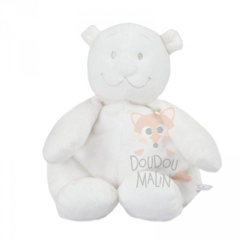 Noukies Doudou ours beige pyjama blanc Colerette rose 28 cm chez vous des  demain