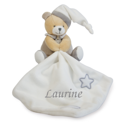  les luminescents baby comforter bear beige grey white star moon 