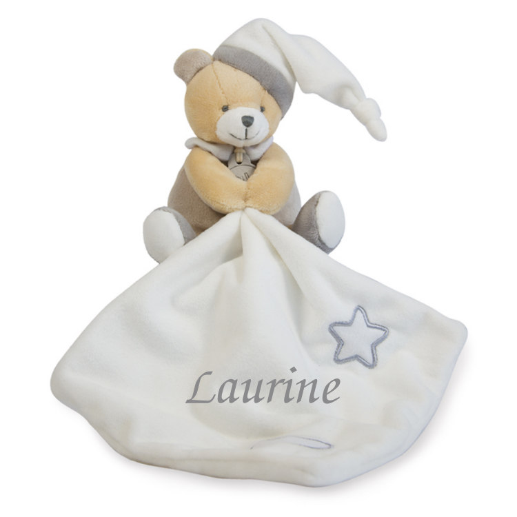 Doudou personnalisé ourson bleu - marque Baby Nat 