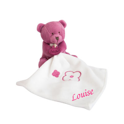  - les bonbons - peluche ours avec fuchsia blanc étoile 15 cm 