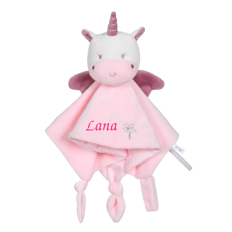 Doudou personnalisé licorne Rose, Cadeaux de naissance personnalisés