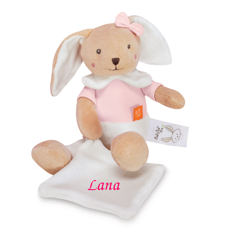 Baby Nat Coton Bio Peluche Avec Doudou Lapin Rose 30 Cm